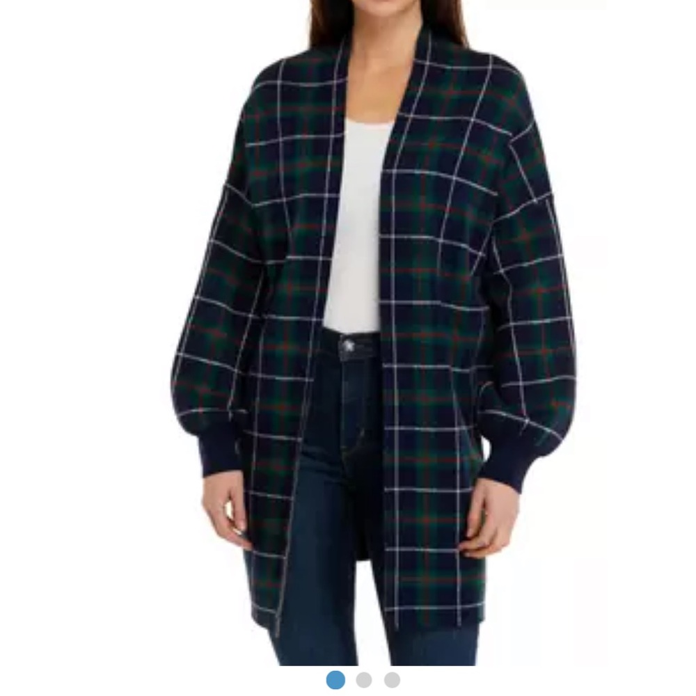 Crown & Ivy Blue and Green Cardigan Sweater- worn twice-74.50 retail